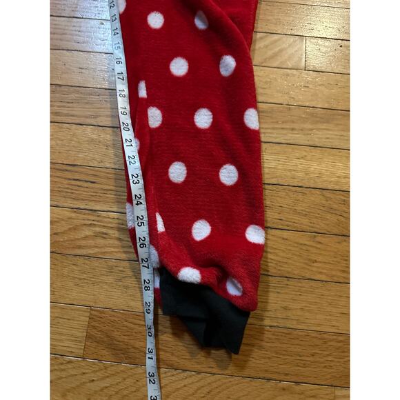Disney Minnie Mouse Fleece Onesie Pajamas Women’s XL Red Polka Dot Hooded - Picture 6 of 7
